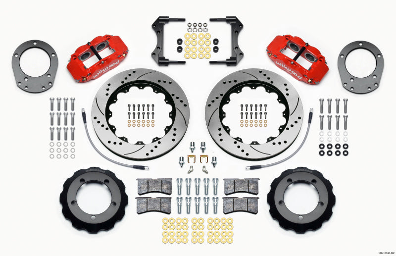 Wilwood Narrow Superlite 4R Front Hat Kit 14.00in Drill Red 76-77 Ford Bronco Dana 44 w/Lines - My Store