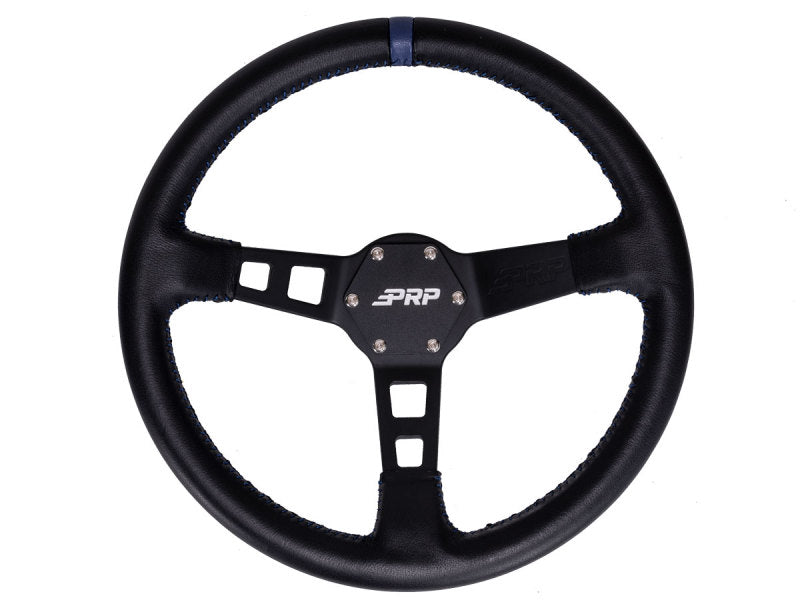 PRP Deep Dish Leather Steering Wheel- Blue - Mammoth Racing -