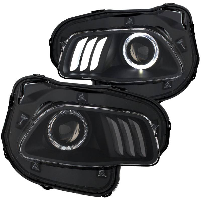 ANZO 2014-2016 Jeep Cherokee Projector Headlights Black clear w/ white and Red - Mammoth Racing -