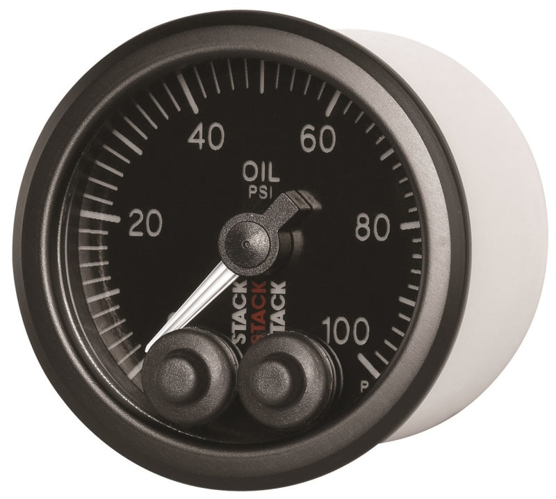 Autometer Stack Instruments Pro Control 52mm 0-100 PSI Oil Pressure Gauge - Black (1/8in Nptf Male) - My Store