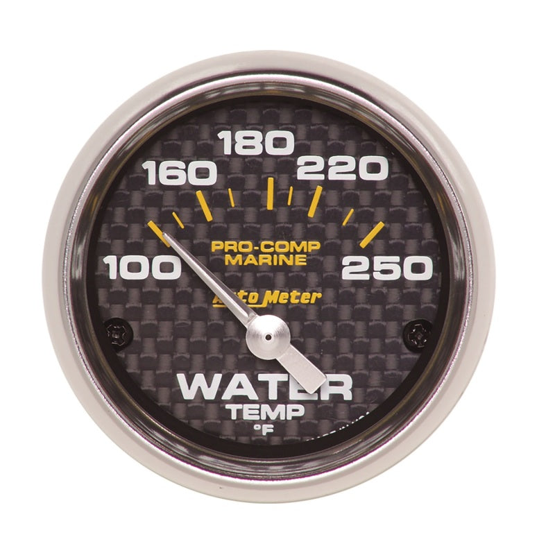 Autometer Marine Carbon Fiber Ultra-Lite 2-1/16in 100-250 Degrees Electric Water Temperature Gauge - My Store
