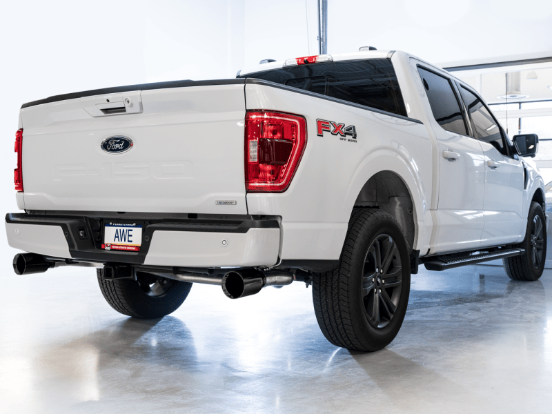 AWE 0FG 21+ Ford F150 Dual Split Rear Cat-Back Exhaust- 5in Diamond Black Tips - My Store