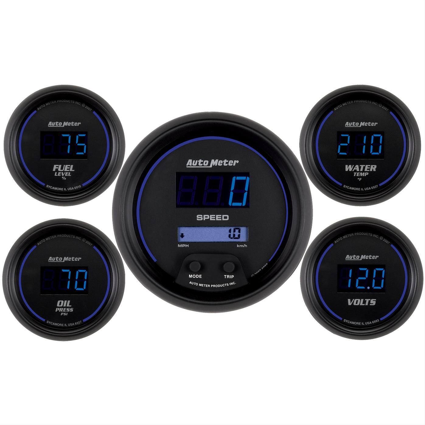 Autometer Cobalt Digital 3-3/8in Programmable Electric Speedometer/ 2-1/16in Electric Oil Pressure - My Store