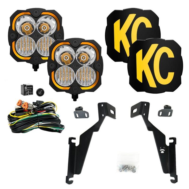 KC HiLiTES 18-23 Jeep JL/JT/4xe Flex ERA 4 2-Light Sys Pillar Mount (80w Spot Beam) - Mammoth Racing -