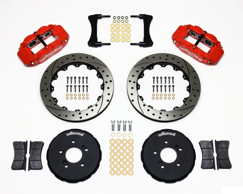 Wilwood Narrow Superlite 6R Front Hat Kit 12.88in Drill Red Honda S2000 - Mammoth Racing -
