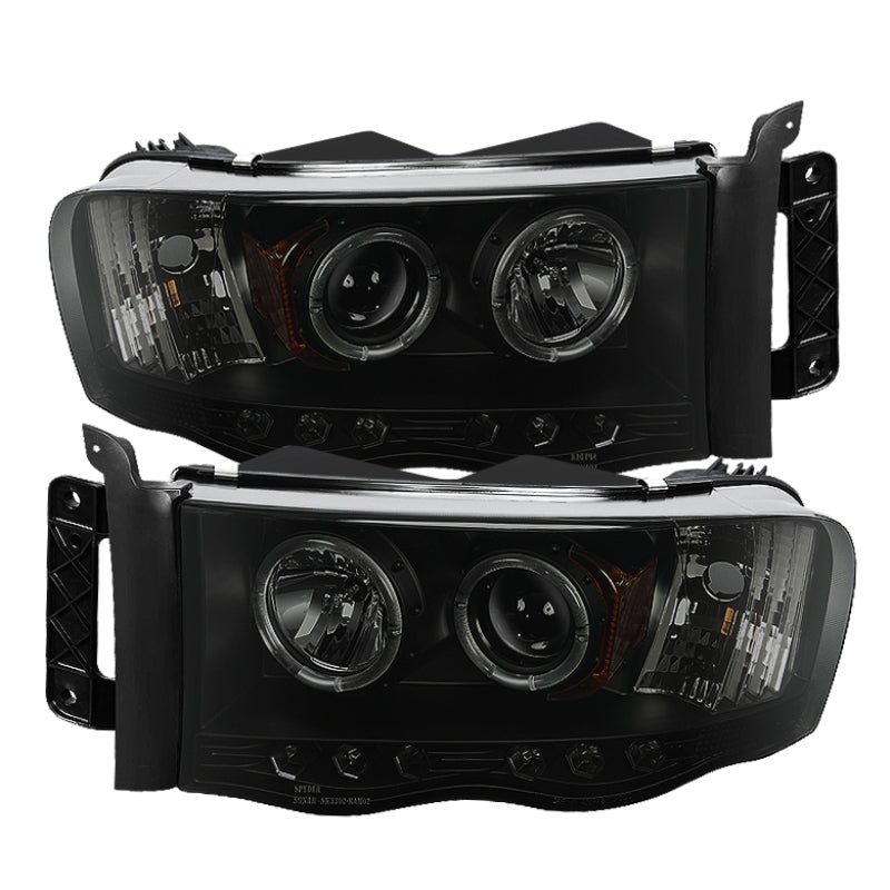 Spyder Dodge Ram 1500 02-05 03-05 Projector Headlights LED Halo LED Blk Smke PRO-YD-DR02-HL-BSM - Mammoth Racing -