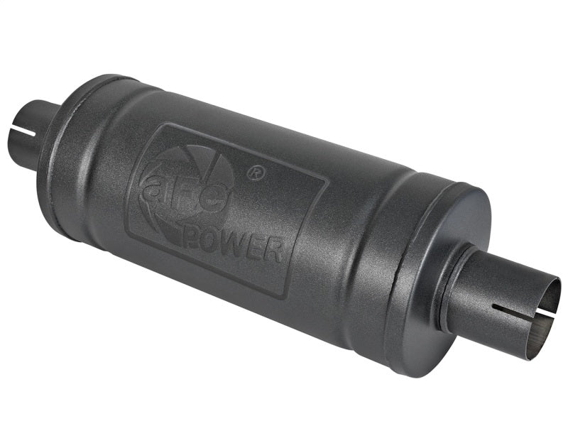 aFe MACH Force-Xp 409 SS Muffler w/ Black finish 2-1/2in Inlet & Oulet 14in x 16in Diameter - Mammoth Racing -