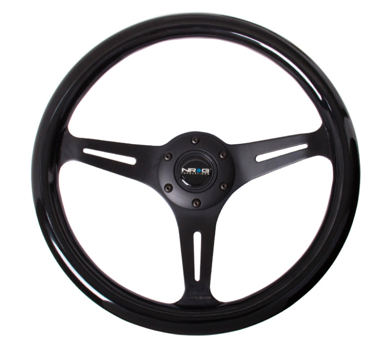 NRG Classic Wood Grain Steering Wheel (350mm) Black Paint Grip w/Black 3-Spoke Center - My Store