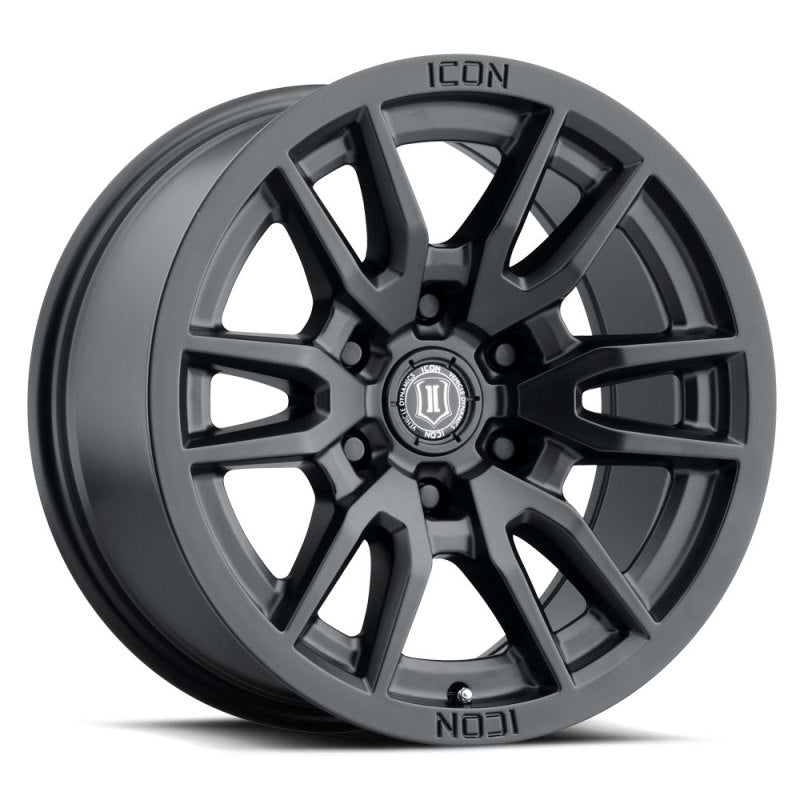 Icon Vector 6 17x8.5 6x5.5 25mm Offset 5.75in BS 95.1mm Bore Satin Black Wheel - Mammoth Racing -