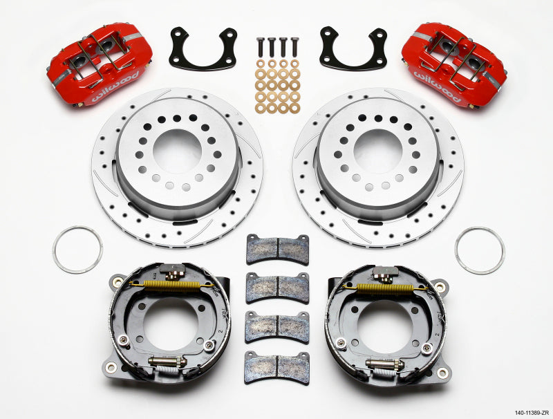 Wilwood Dynapro Low-Profile 11.00in P-Brake Kit Drill Zinc Red New Big Ford 2.50in Offset - Mammoth Racing -