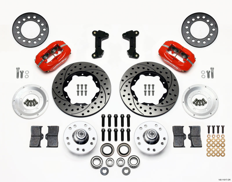 Wilwood Forged Dynalite Front Kit 11.00in Drill-Red 74-80 Pinto/Mustang II Disc Spindle only - Mammoth Racing -