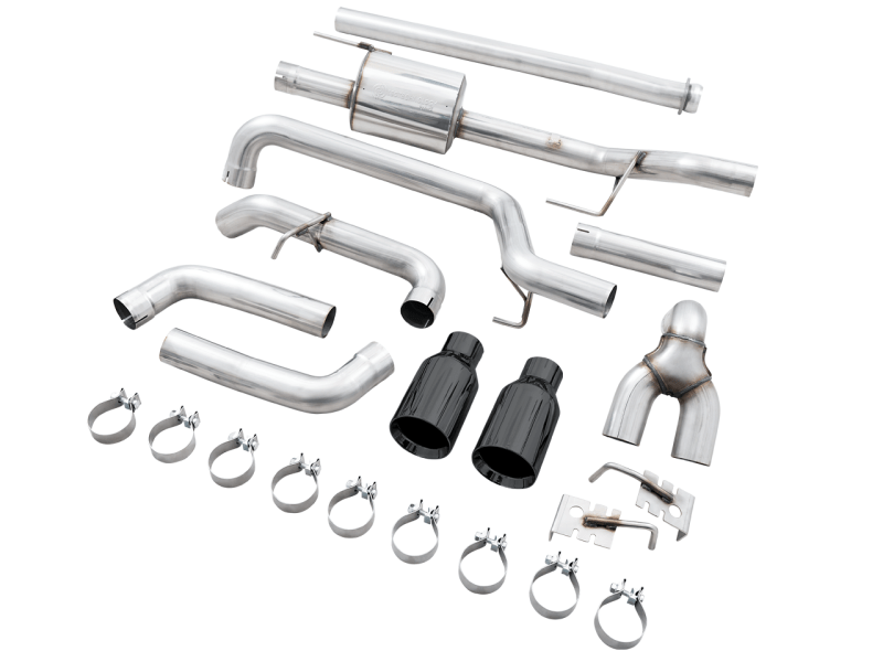 AWE 0FG 21+ Ford F150 Dual Split Rear Cat-Back Exhaust- 5in Diamond Black Tips - My Store