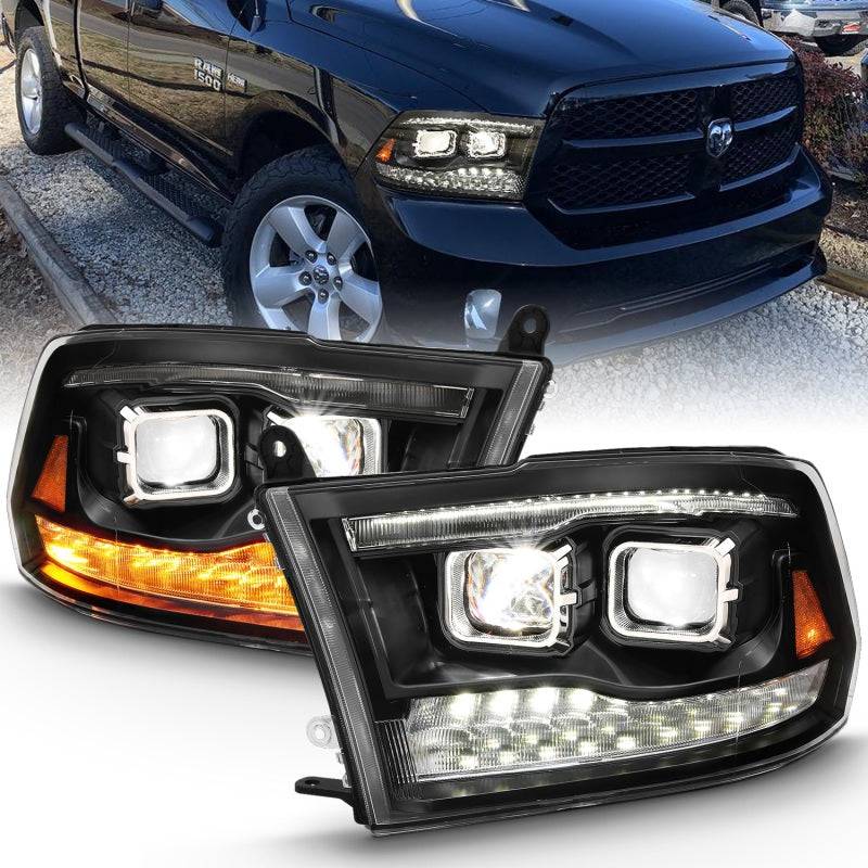 ANZO 2009-2018 Dodge Ram 1500 Led Projector Plank Style Switchback H.L Halo Black Amber (OE Style) - My Store