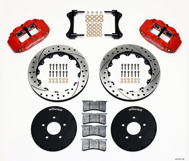 Wilwood Narrow Superlite 6R Front Hat Kit 12.88in Drill Red 1994-2004 Mustang - My Store