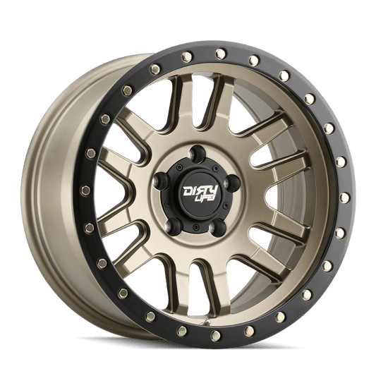 Dirty Life 9309 Canyon Pro 17x9/5x127 BP/-12mm Offset/71.5mm Hub Satin Gold Wheel - Beadlock