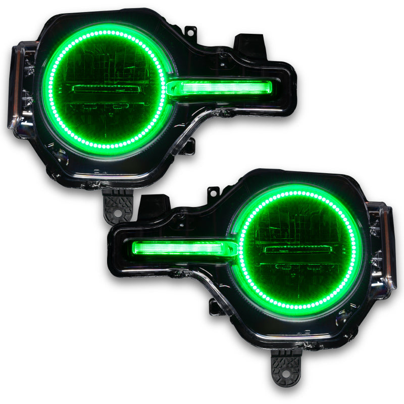 Oracle 21-22 Ford Bronco Headlight Halo Kit w/DRL Bar - Base Headlights ColorSHIFT -w/2.0 Controller - Mammoth Racing -