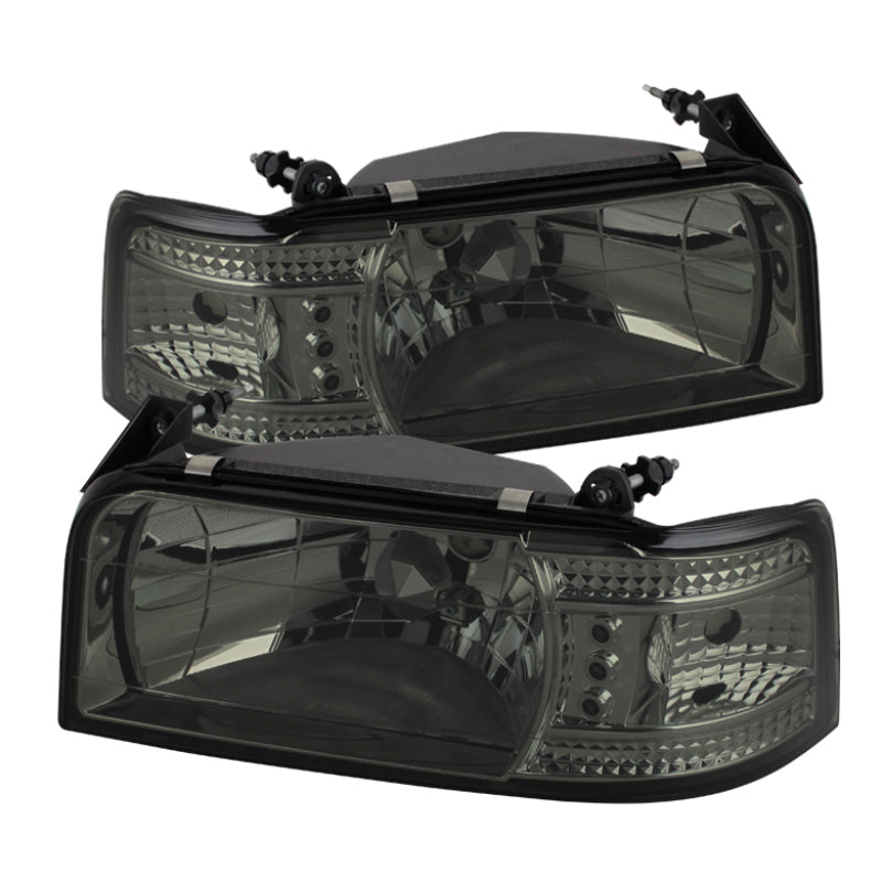 Spyder Ford F150 92-96/Ford Bronco 92-96 1PC LED ( LEDs)Crystal Headlights Smke HD-YD-FB92-1PC-SM - Mammoth Racing -