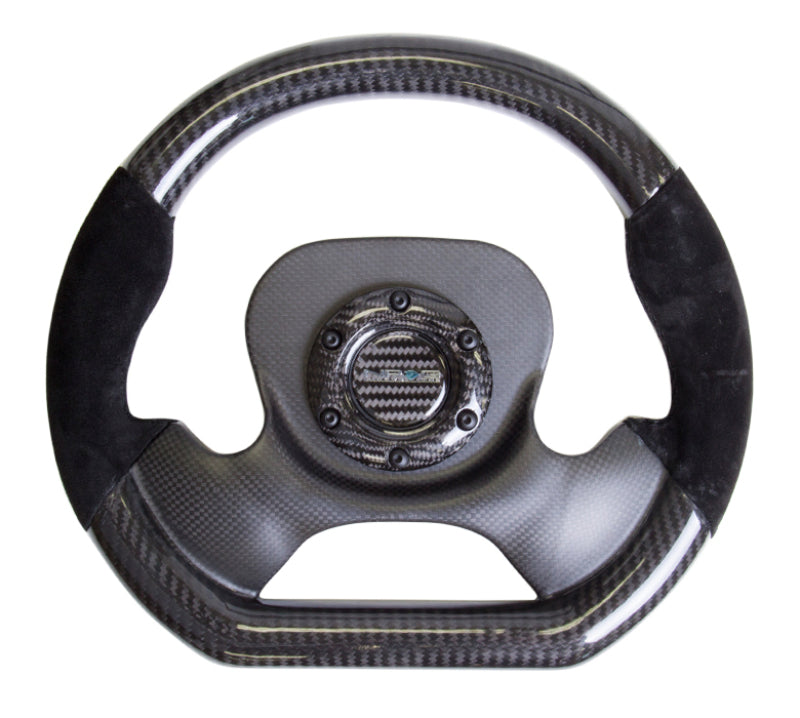 NRG Carbon Fiber Steering Wheel (320mm) CF Center Plate & Two-Tone Carbon w/Suede Trim Handles - My Store