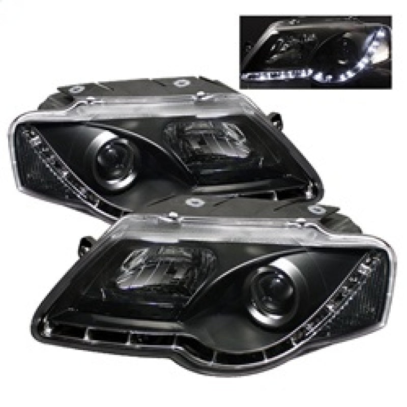 Spyder Volkswagen Passat 06-08 Projector Headlights DRL Black High H1 Low H1 PRO-YD-VP06-DRL-BK - Mammoth Racing -