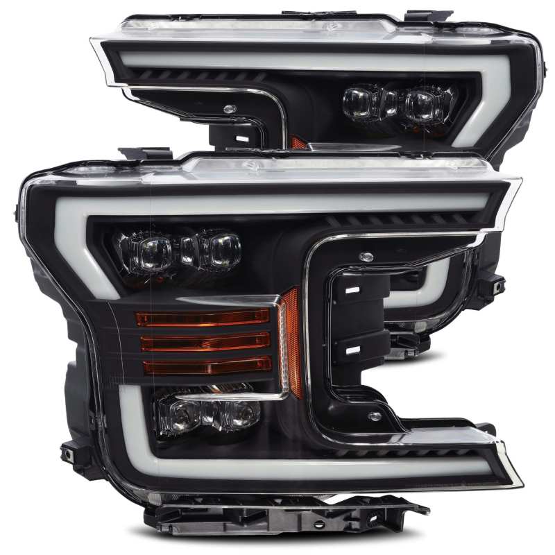 AlphaRex 18-19 Ford F-150 NOVA LED Proj Headlights Plank Style Matte Black w/Activ Light/Seq Signal - Mammoth Racing -