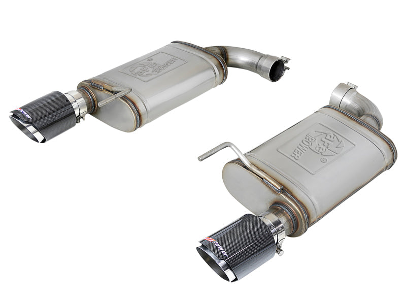aFe MACH Force Xp SS Axle Back Exhaust System w/ Carbon Fiber Tips 15-17 Ford Mustang GT V8-5.0L - Mammoth Racing -