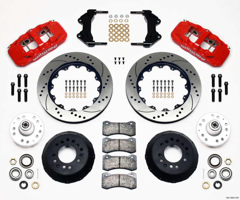 Wilwood Aero6 Front Hub Kit 14.00 Drilled-Red WWE ProSpindle - Mammoth Racing -