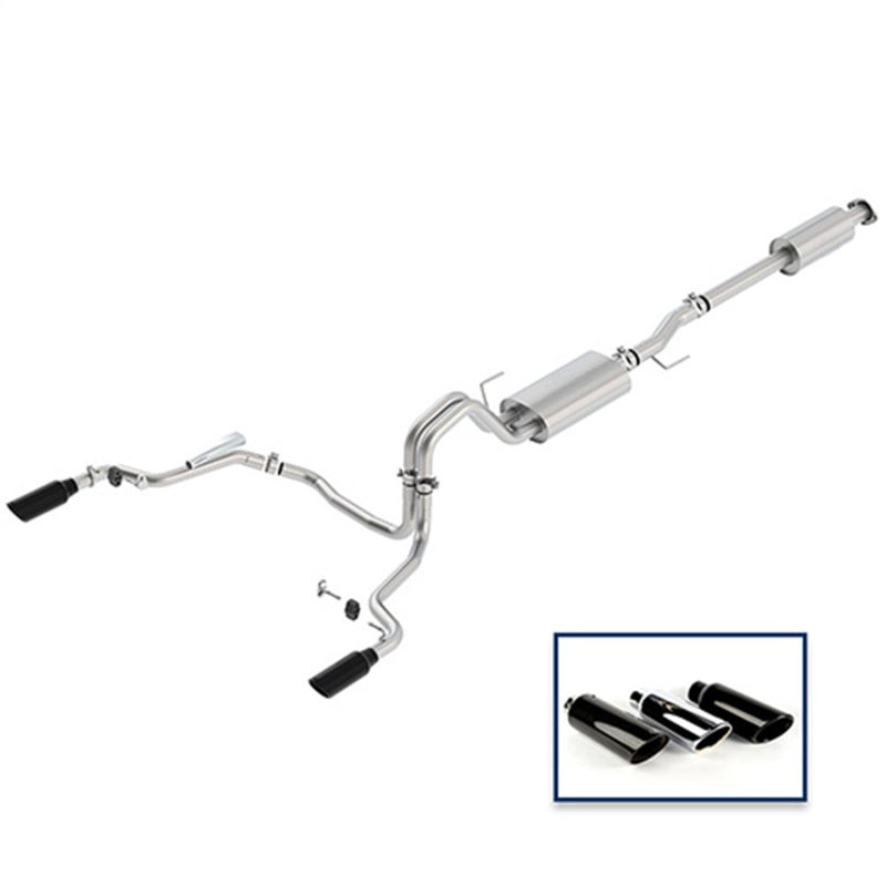 Ford Racing 15-18 F-150 5.0L Cat-Back Touring Exhaust System - Rear Exit Black Chrome Tips - Mammoth Racing -