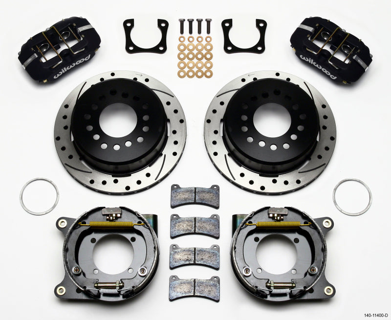 Wilwood Dynapro Low-Profile 11.00in P-Brake Kit Drilled Chevy 12 Bolt Spcl 2.81in Off Stag Mount - Mammoth Racing -