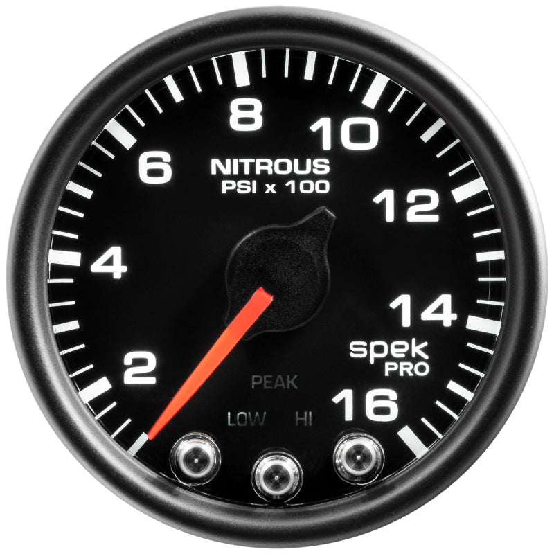 Autometer Spek-Pro Gauge Nitrous Press 2 1/16in 1600psi Stepper Motor W/Peak & Warn Blk/Blk - My Store