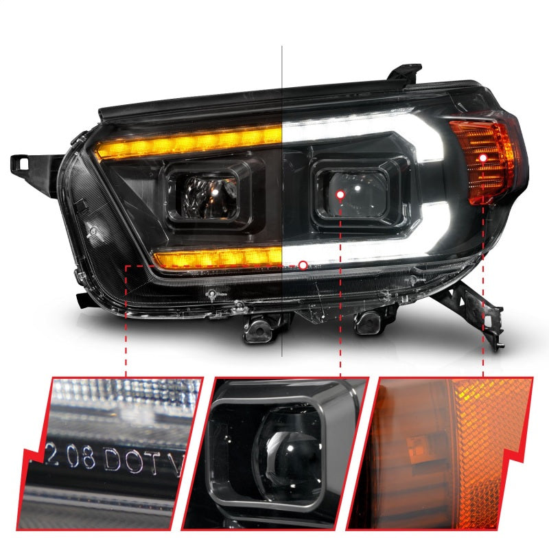ANZO 10-13 Toyota 4Runner Projector Headlights - Black - Mammoth Racing -