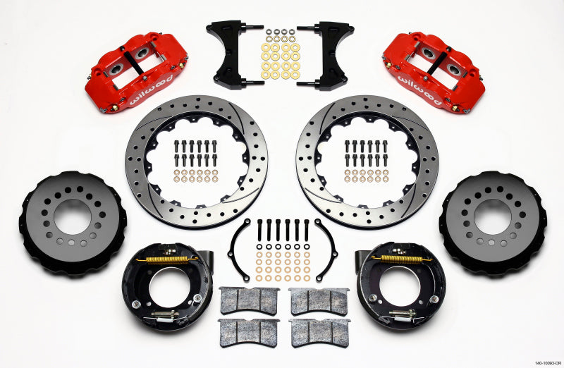 Wilwood Narrow Superlite 4R Rear P-Brk Kit 12.88in Drilled Red Chevy C-10 2.42 Offset 5-lug - Mammoth Racing -
