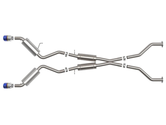 aFe Takeda 09-20 Nissan 370z 2-1/2 IN 304 Stainless Steel Cat-Back Exhaust System w/ Blue Flame Tip
