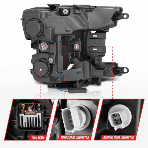 Anzo 18-20 Ford F-150 Full Led Projector Light Bar Headlights Black Amber - Mammoth Racing -