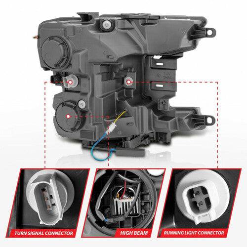 Anzo 18-20 Ford F-150 Full Led Projector Smoke Bar Style Headlights Black Amber - Mammoth Racing -