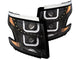 ANZO 10-13 Kia Forte Projector Headlights w/Light Bar Halo Black Housing - Mammoth Racing -