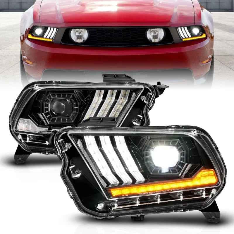 ANZO 10-14 Ford Mustang LED Projector Headlights w/Sequential Light Tube (NON HID Compatible) - Mammoth Racing -