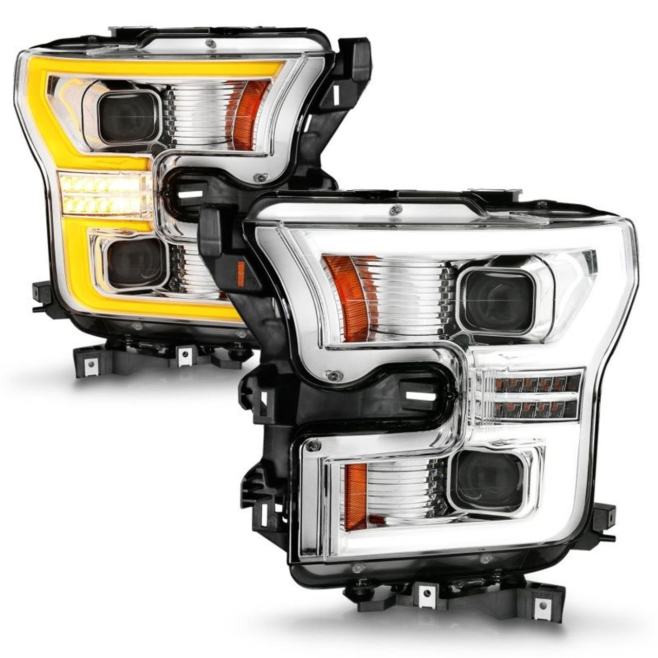 ANZO 15-17 Ford F-150 Chrome LED Projector Plank Style DRL w/Initiation Light Halogen Models - Mammoth Racing -