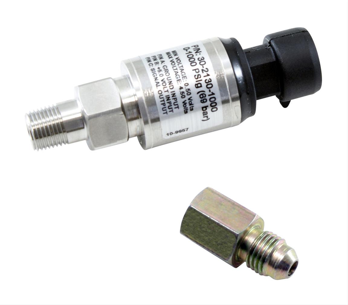 AEM 1000 PSIg Stainless Sensor Kit - 1/8in NPT Male Thread to -4 Adapter - My Store