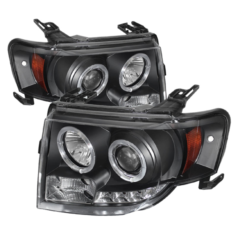 Spyder Ford Escape 08-12 Projector Headlights Halogen Model Only - DRL Black PRO-YD-FES08-DRL-BK - Mammoth Racing -