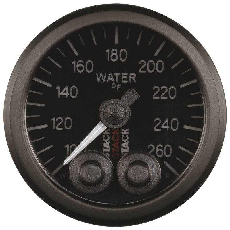 Autometer Stack Pro Control 52mm 100-260 deg F Water Temp Gauge - Black (1/8in Nptf Male) - My Store