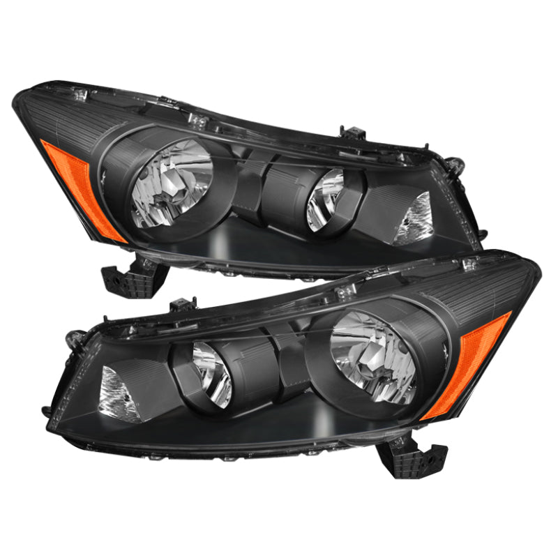 Xtune Honda Accord 08-12 4Dr Amber Crystal Headlights Black HD-JH-HA08-AM-BK - Mammoth Racing -