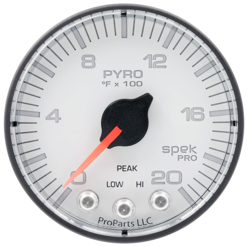 Autometer Spek-Pro Gauge Pyro. (Egt) 2 1/16in 2000f Stepper Motor W/Peak & Warn Wht/Blk - My Store