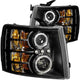 ANZO 2007-2013 Chevrolet Silverado 1500 Projector Headlights w/ Halo Black - Mammoth Racing -