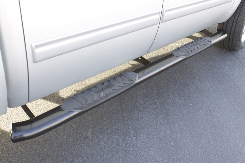 Lund 01-13 Chevy Silverado 1500 Crew Cab 5in. Oval Curved Steel Nerf Bars - Black - My Store
