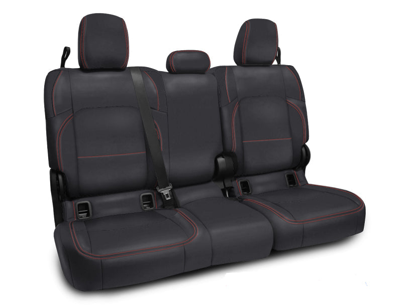 PRP 2020+ Jeep Gladiator JT Rear Bench Cover for with Cloth Interior - Black with Red Stitching - Mammoth Racing -