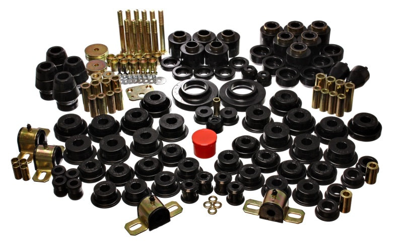 Energy Suspension 97-06 Jeep Wrangler TJ (w/ 1in Body Lift Kit) Black Hyper-Flex Master Bushing Set - Mammoth Racing -
