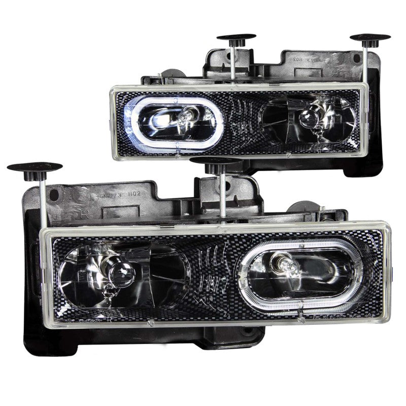 ANZO 1988-1998 Chevrolet C1500 Crystal Headlights Carbon w/ Halo - Mammoth Racing -