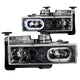 ANZO 1988-1998 Chevrolet C1500 Crystal Headlights Carbon w/ Halo - Mammoth Racing -