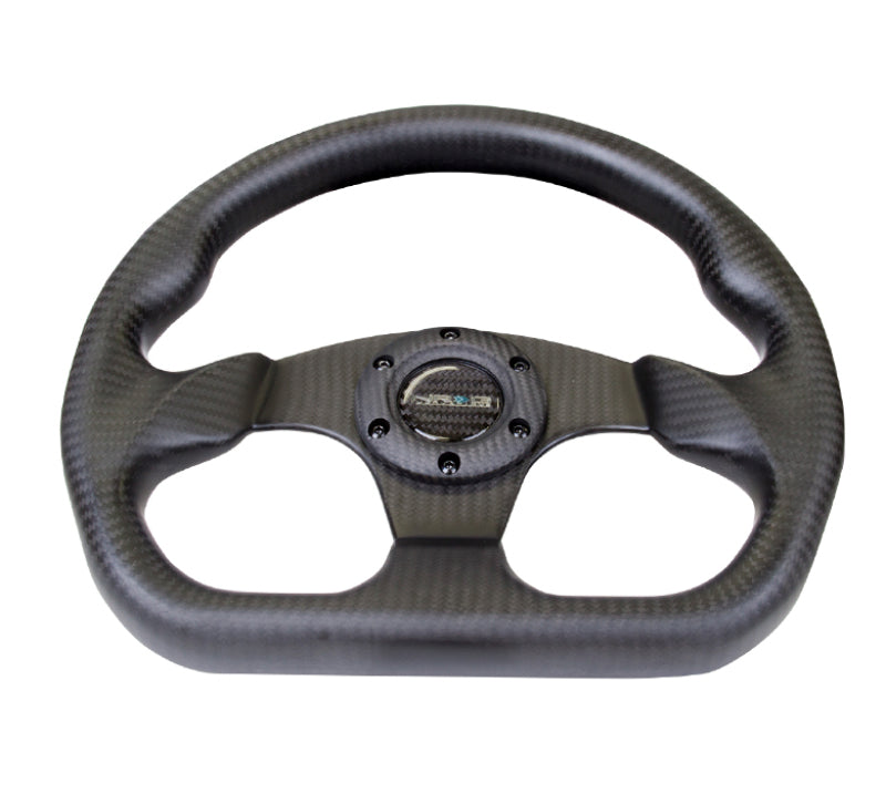 NRG Carbon Fiber Steering Wheel (320mm) Flat Bottom Matte Black Carbon - My Store