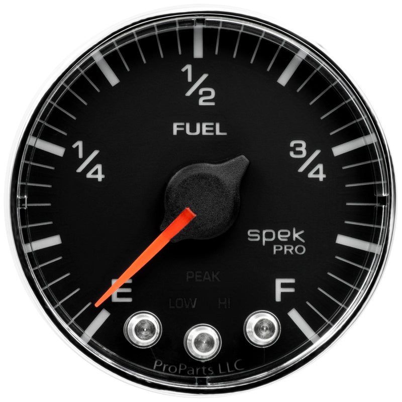 Autometer Spek-Pro Gauge Fuel Level 2 1/16in 0-270 Programmable Blk/Chrm - My Store
